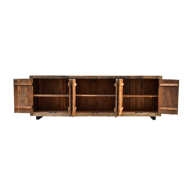Enfilade en bois foncé brut et ancien 220 cm - Antique