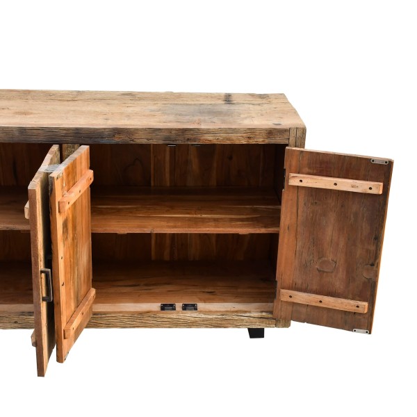Enfilade en bois foncé brut et ancien 220 cm - Antique