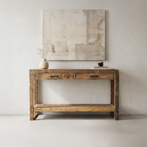 Console en bois massif brut et ancien - Antique