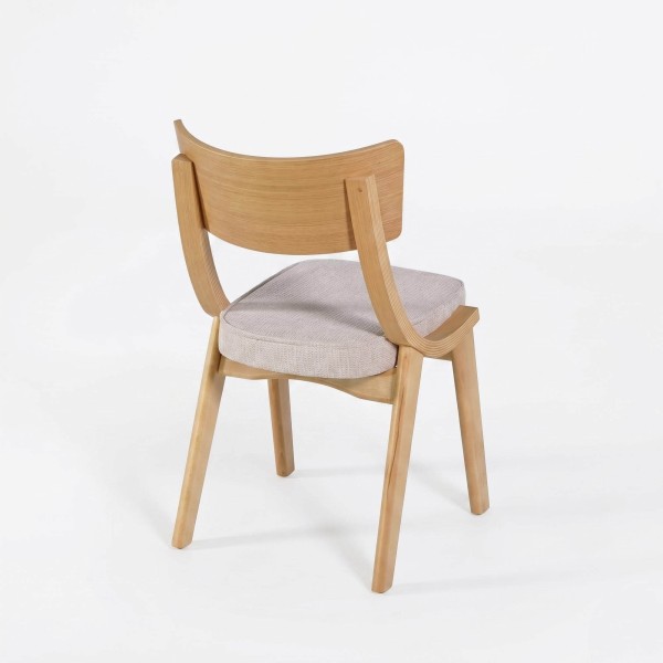 Chaise de salle à manger en hêtre naturel et tissu beige - Svea
