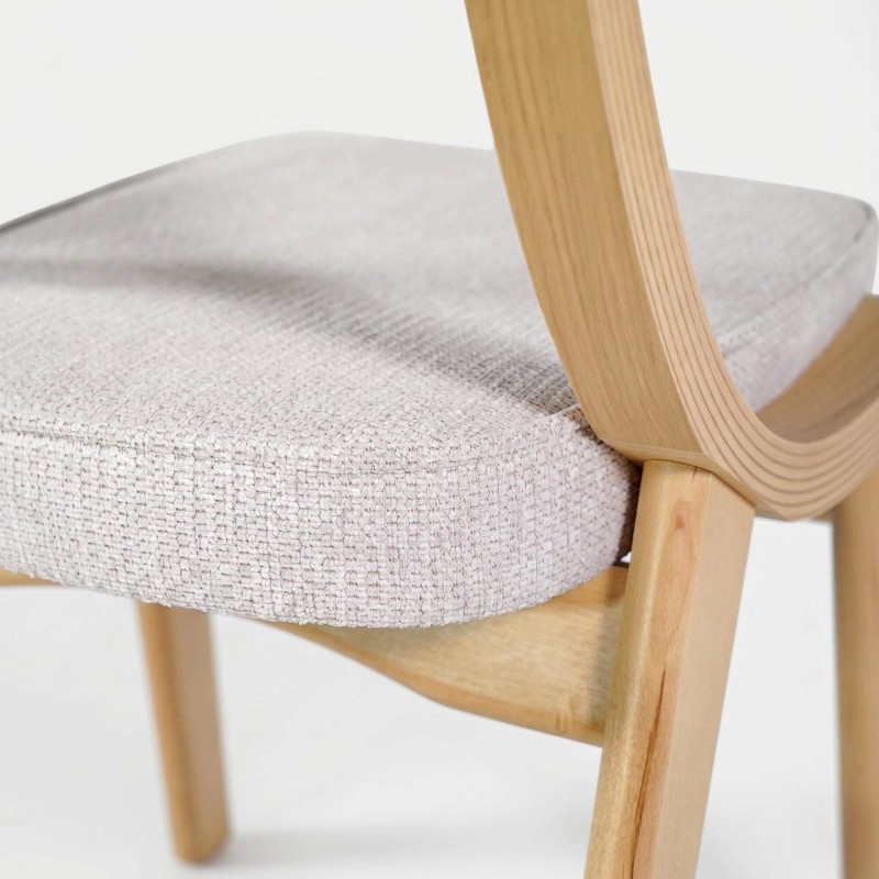 Chaise de salle à manger en hêtre naturel et tissu beige - Svea