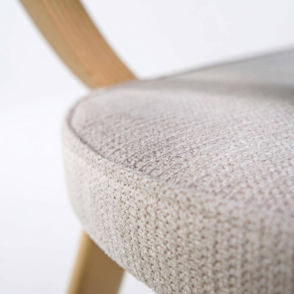 Chaise de salle à manger en hêtre naturel et tissu beige - Svea