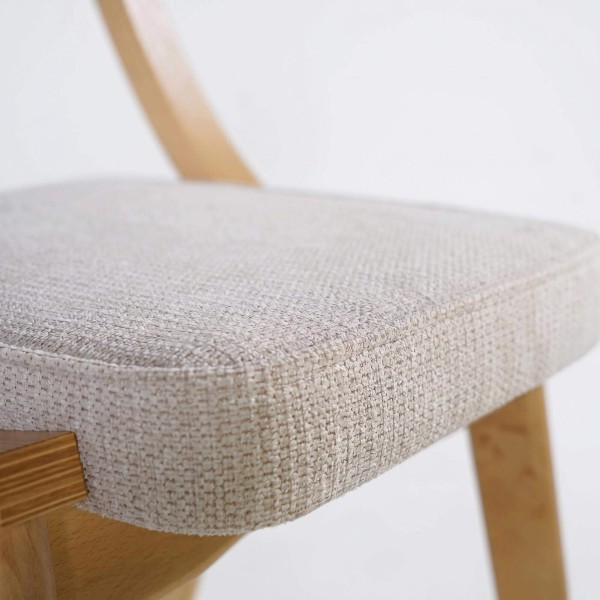 Chaise de salle à manger en hêtre naturel et tissu beige - Svea