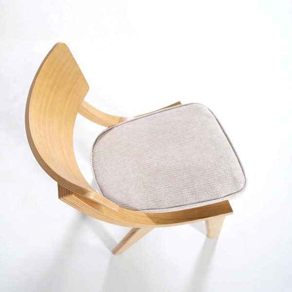 Chaise de salle à manger en hêtre naturel et tissu beige - Svea