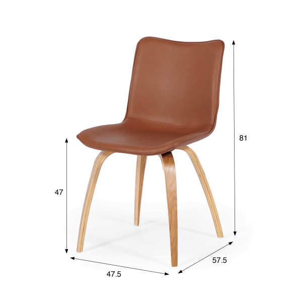 Chaise de salle à manger en cuir marron - Glee
