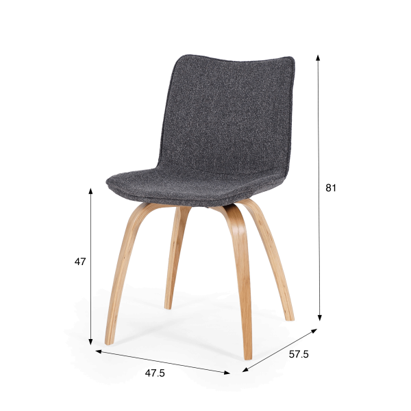 Chaise de salle à manger en tissu bouclé et pieds en chêne - Glee