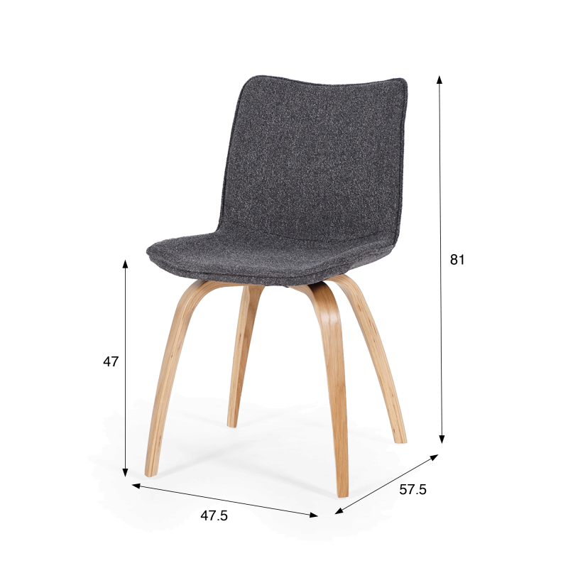 Chaise de salle à manger en tissu bouclé et pieds en chêne - Glee