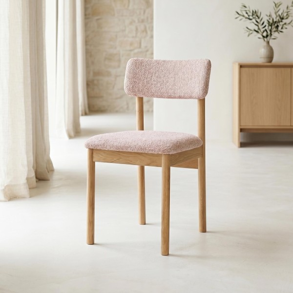Chaise de salle à manger en chêne et tissu - Canora