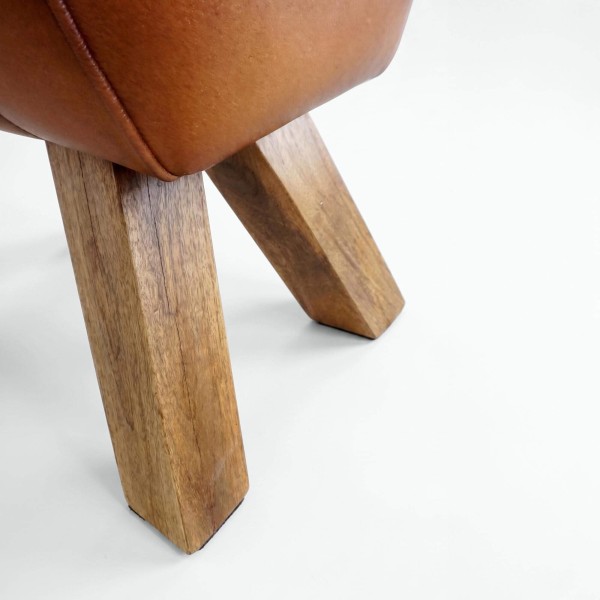 Banc en bois et cuir naturel - Navona