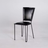 Chaise vintage metal et cuir noir - Smart