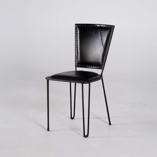 Chaise vintage metal et cuir noir - Smart