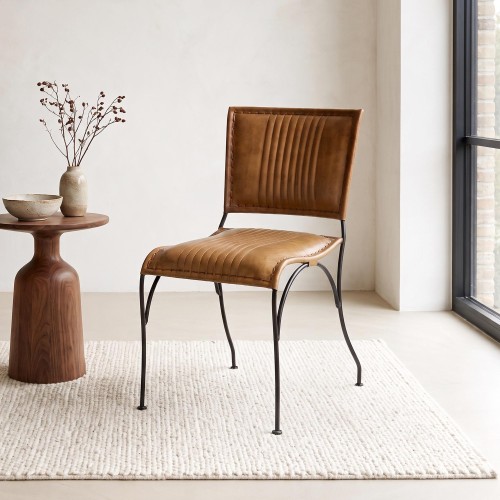 Chaise vintage en cuir brun - Cosy