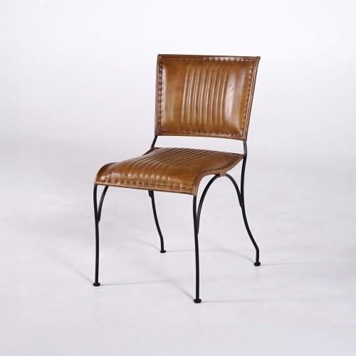 Chaise vintage en cuir brun - Cosy