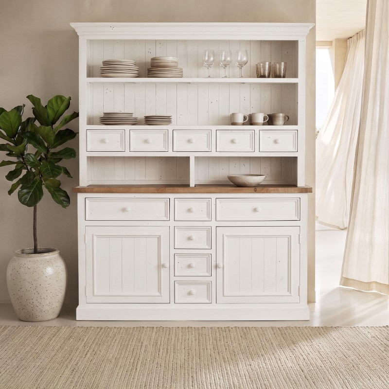 Buffet vaisselier bois et blanc en pin massif - Mayfield