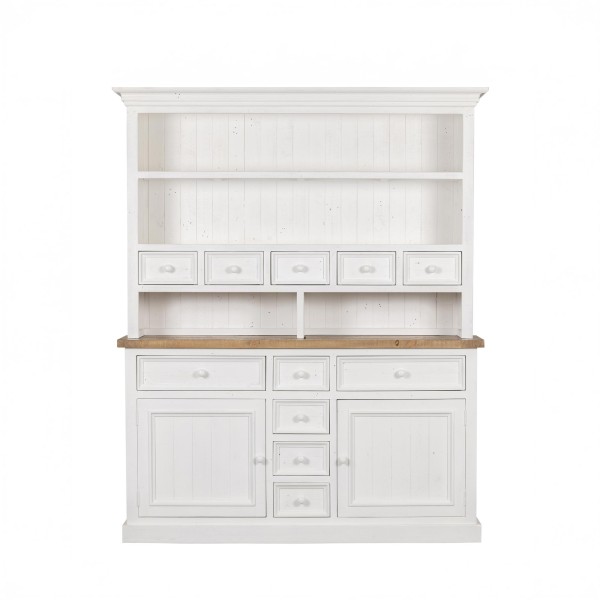 Buffet vaisselier bois et blanc en pin massif - Mayfield
