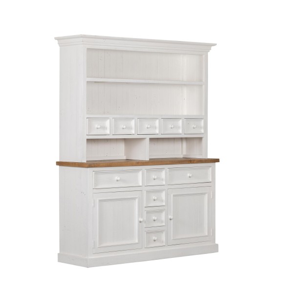 Buffet vaisselier bois et blanc en pin massif - Mayfield