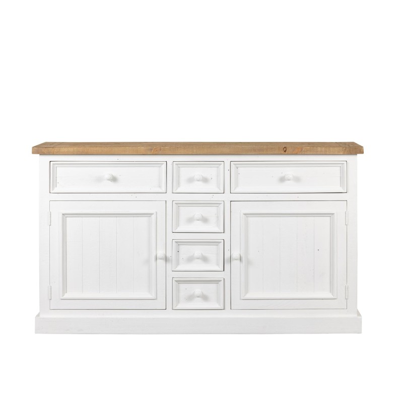 Bahut bois et blanc en pin massif 160 cm - Mayfield