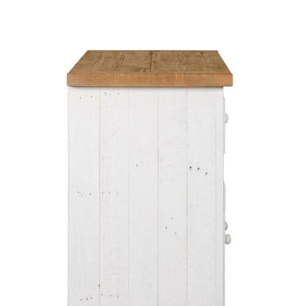 Bahut bois et blanc en pin massif 160 cm - Mayfield