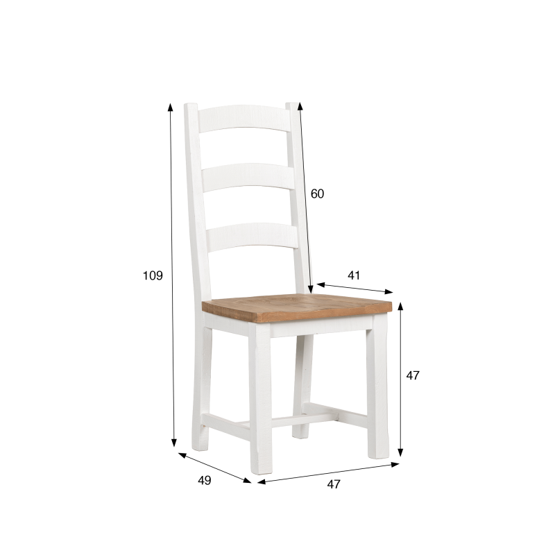 Chaise de salle à manger bois et blanc en pin - Mayfield