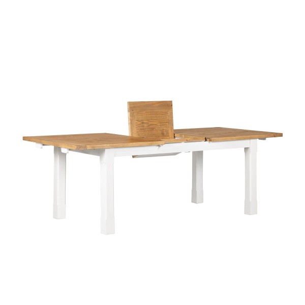 Table à manger extensible blanche en bois massif de pin - Mayfield