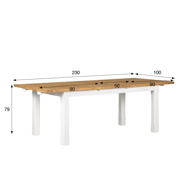Table à manger extensible blanche en bois massif de pin - Mayfield