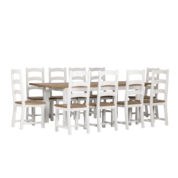 Table à manger extensible blanche en bois massif de pin - Mayfield