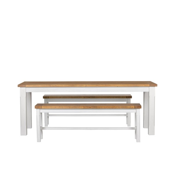 Table à manger bois et blanche en pin massif - Mayfield