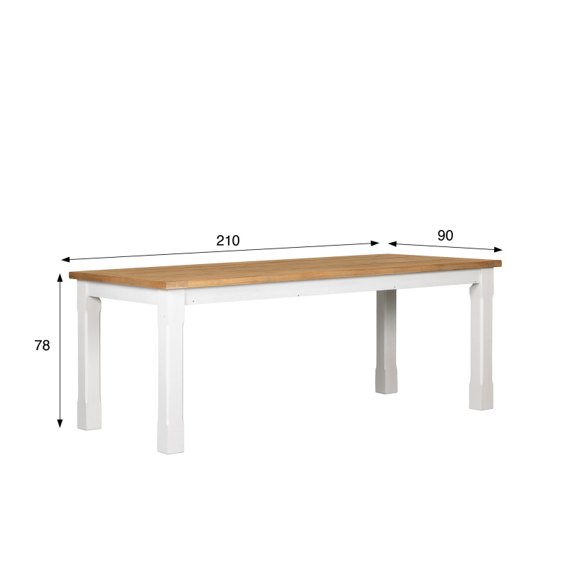 Table à manger bois et blanche en pin massif - Mayfield