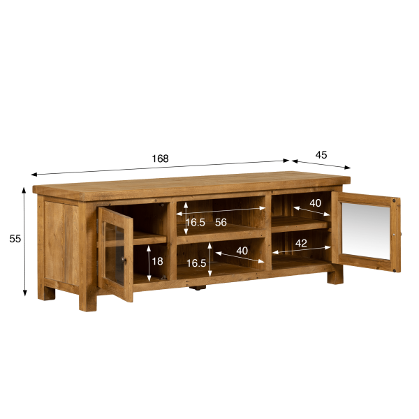 Meuble TV en bois massif naturel de pin 170 cm - Richwood