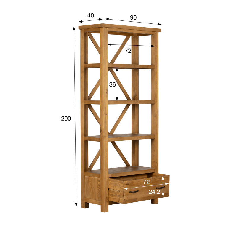 Etagère bibliothèque en bois massif naturel de pin - Richwood
