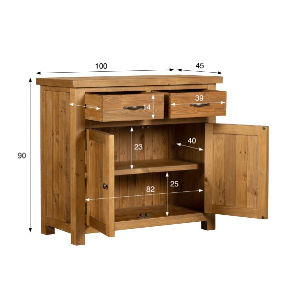 Buffet en bois massif naturel de pin 100 cm - Richwood