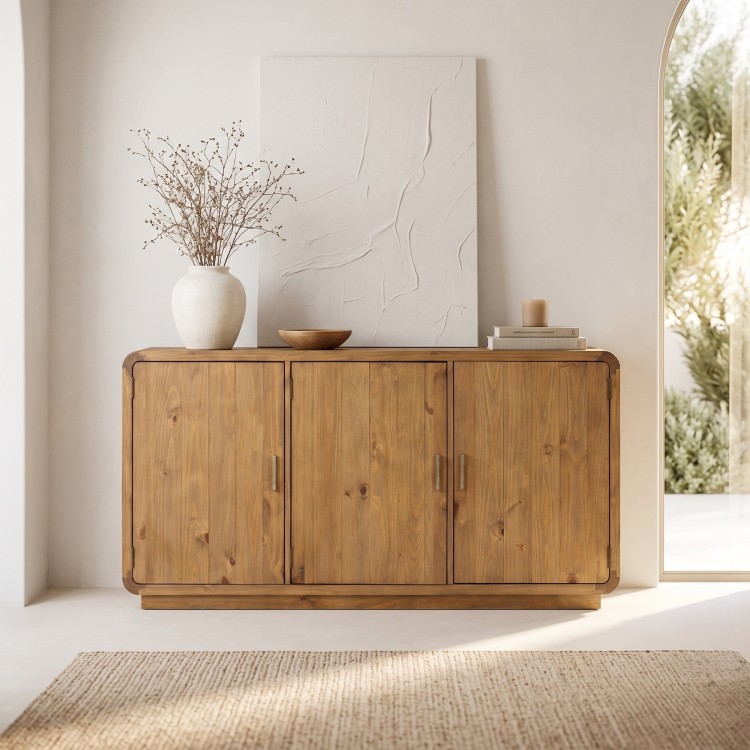 Bahut en bois massif naturel de pin 160 cm - Valdora