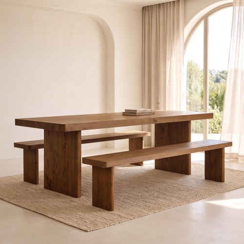 Table à manger en bois massif naturel de pin - Valdora