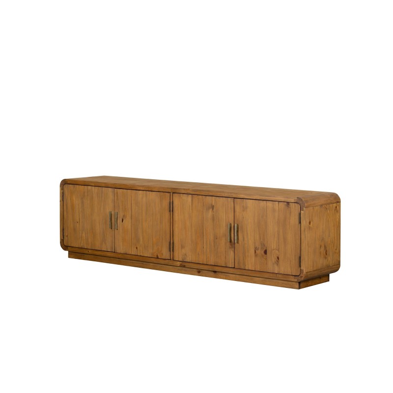 Meuble TV en bois massif naturel de pin 200 cm - Valdora