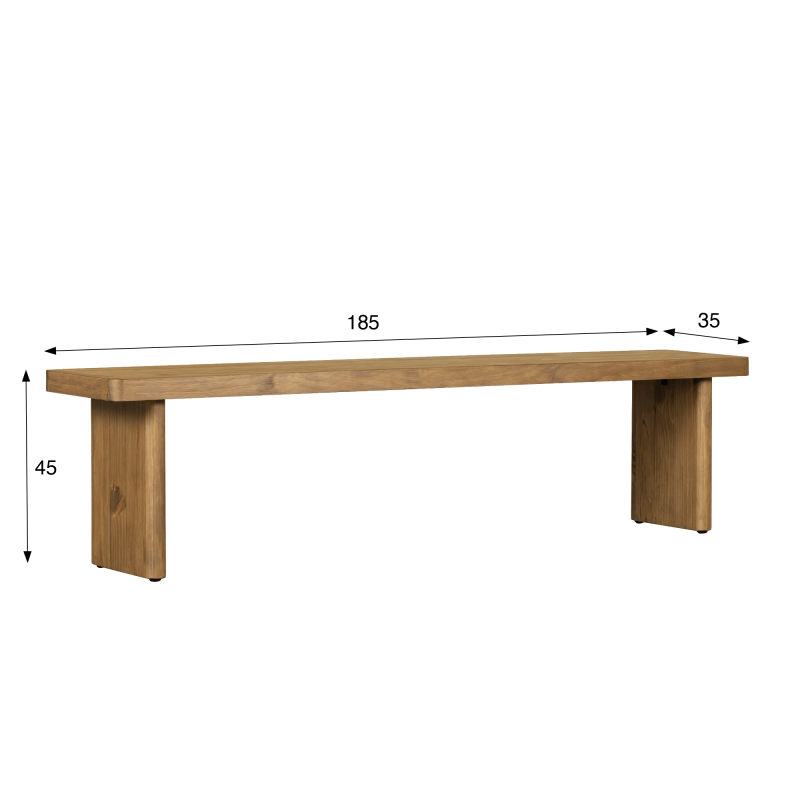 Banc en bois massif naturel de pin - Valdora