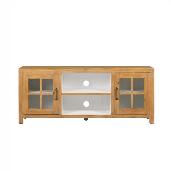 Meuble TV en bois massif de pin naturel 160 cm - Ashford