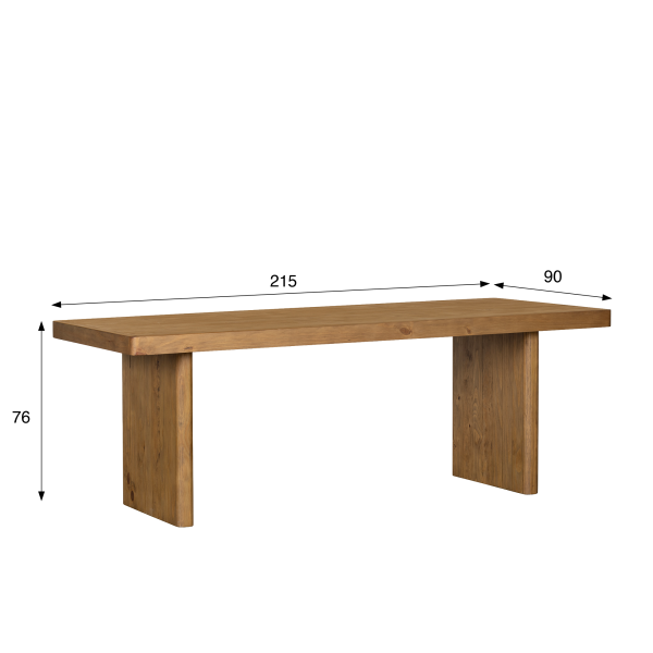 Table à manger en bois massif naturel de pin - Valdora