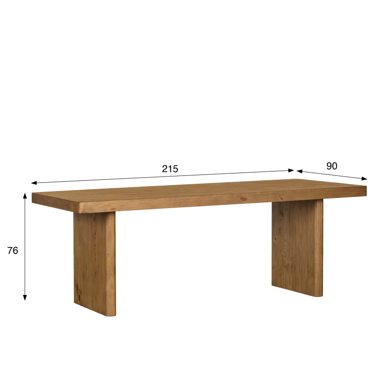 Table à manger en bois massif naturel de pin - Valdora