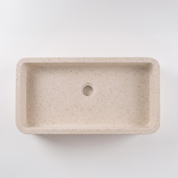Vasque de salle de bain rectangulaire en terrazzo blanc 60 x 30 cm - Motu