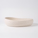 Vasque de salle de bain ovale en terrazzo blanc 60 x 40 cm - Aroha