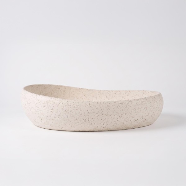 Vasque de salle de bain ovale en terrazzo blanc 60 x 40 cm - Aroha