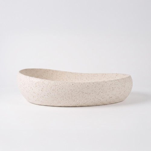 Vasque de salle de bain ovale en terrazzo blanc 60 x 40 cm - Aroha