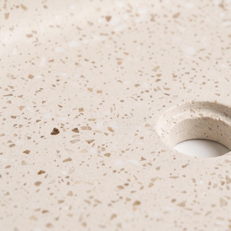 Vasque de salle de bain ovale en terrazzo blanc 60 x 40 cm - Aroha