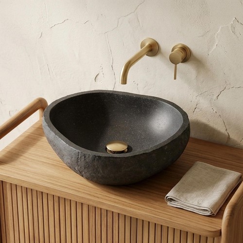 Vasque de salle de bain effet pierre naturelle en terrazzo 40 x 40 cm - Tupai