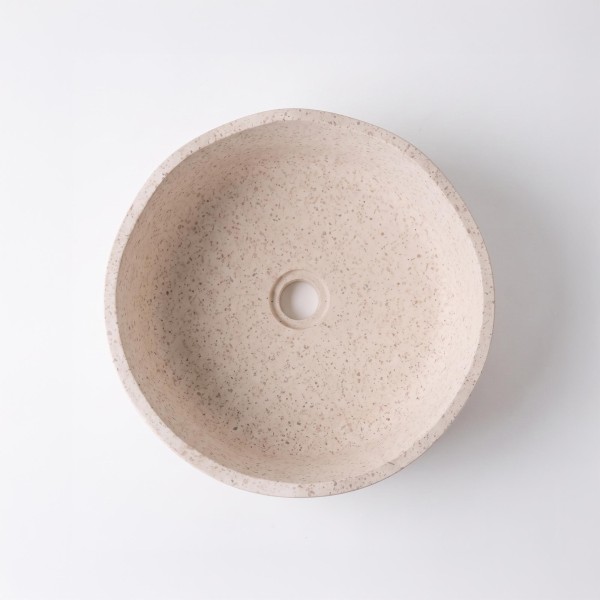 Vasque de salle de bain ronde à poser en terrazzo 40 x 40 cm - Flower