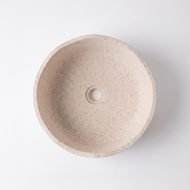 Vasque de salle de bain ronde à poser en terrazzo 40 x 40 cm - Flower