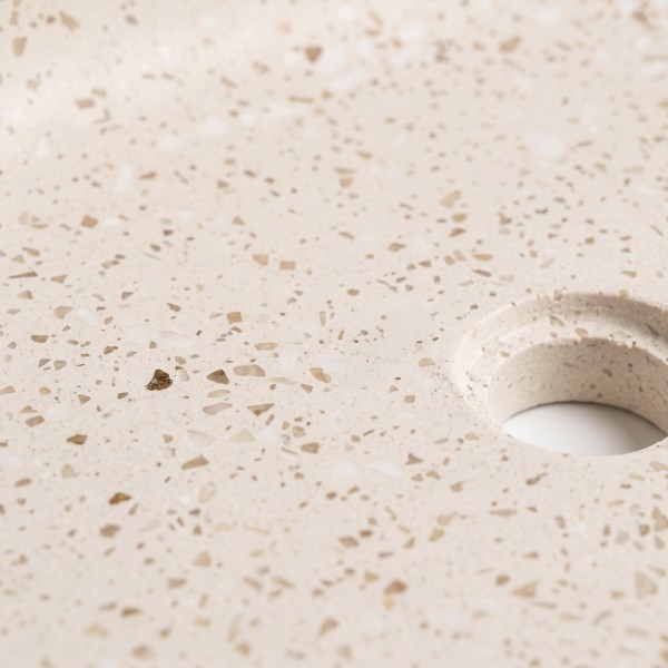 Vasque de salle de bain ronde en terrazzo blanc 40 x 40 cm - Nuku
