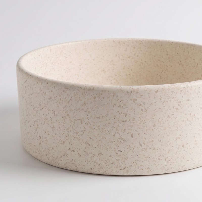 Vasque de salle de bain ronde en terrazzo blanc 40 x 40 cm - Nuku
