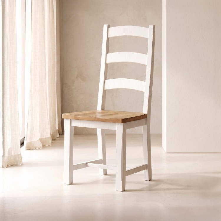 Chaise de salle à manger bois et blanc en pin - Mayfield