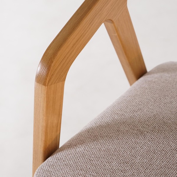 Chaise de salle à manger avec dossier en cannage et tissu beige - Seren